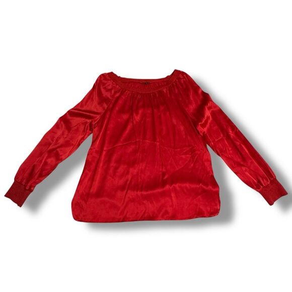 Caroline Biss Red Silk Blouse Women’s Size 40 (US 8) Long Sleeve Classic Elegant - Picture 1 of 6
